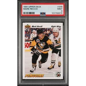 1991 Upper Deck #346 Mark Recchi PSA 9 Mint Pittsburgh Penguins - Pop 2